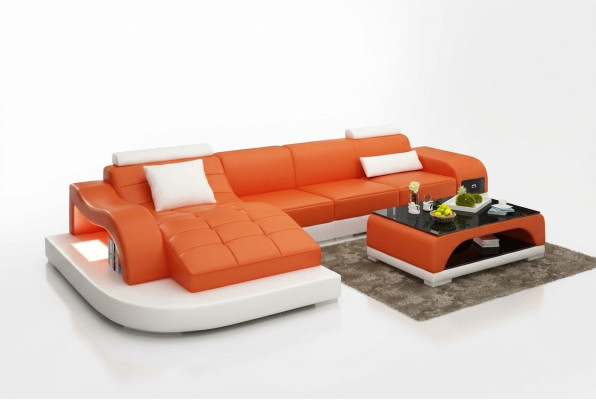 Canapé d'angle Paysage de vie Canapé en cuir Canapé design Canapé Canapé Rembourrage Canapé d'angle Orange