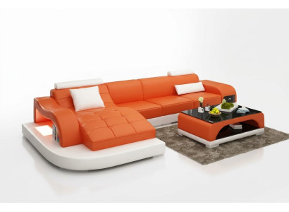 Canapé d'angle Paysage de vie Canapé en cuir Canapé design Canapé Canapé Rembourrage Canapé d'angle Orange