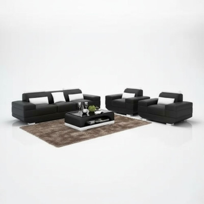 Ensemble de sofas design Sofa 3-2-1 Place Table basse Ensembles en cuir Ensemble de 4 pièces