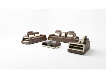 Canapé design Canapé ensemble 3-2-1 Place Table basse Ensemble de cuir de groupe 4 pièces
