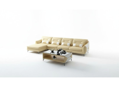 Canapé d'angle Rembourrage Canapé d'angle en forme de L Moderne Table basse Canapé Paysage vivant 2 pièces. nouveau