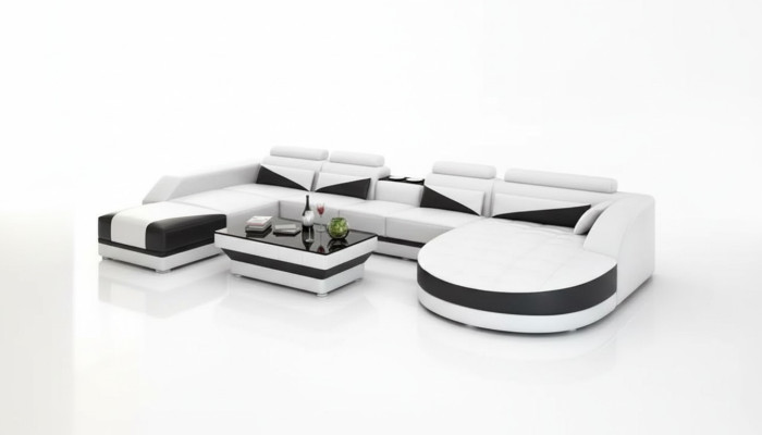 Canapé d'angle en cuir pour groupe d'angle de rembourrage de canapé de salon paysage de vie de couches de sofa 2 pièces.
