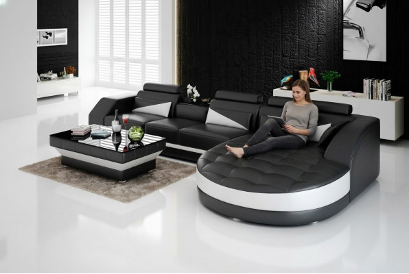 Canapé d'angle design Canapé en cuir Canapé Canapé Rembourrage en forme de L Orange