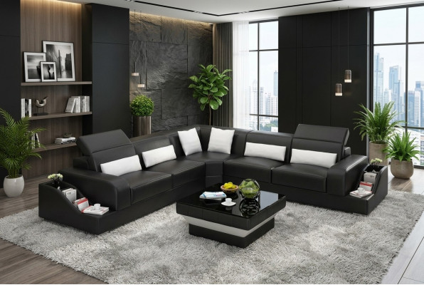 Canapés en cuir, design, salon, mobilier rembourré bon marché, ensemble de sièges, nouveau canapé