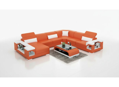 Canapé d'angle Salon paysage Canapé d'angle Suite d'angle Rembourrage Canapé Forme en U Canapé en cuir Canapé