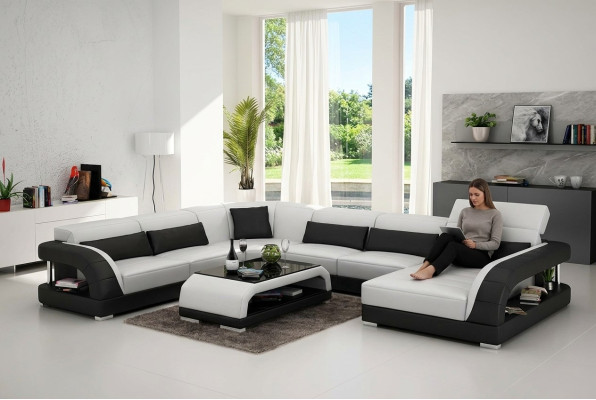 Canapé d'angle design Salon Mobilier Moderne Canapé d'angle en cuir Canapé rembourré