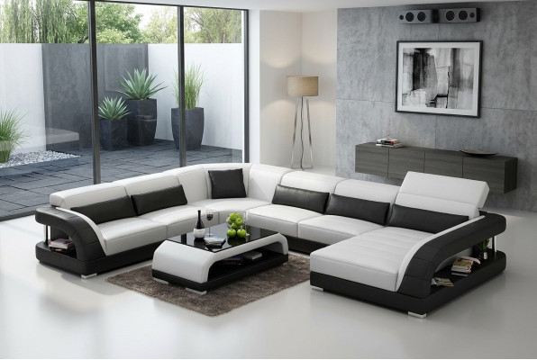 Canapé d'angle design Salon Mobilier Moderne Canapé d'angle en cuir Canapé rembourré