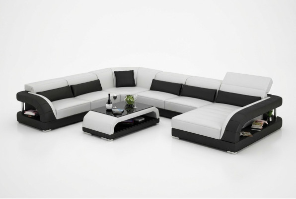 Canapé d'angle design Salon Mobilier Moderne Canapé d'angle en cuir Canapé rembourré