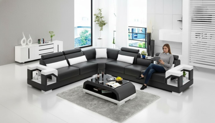 Sofa en cuir de salon canapé en cuir canapé en cuir ensembles de canapés canapé en cuir canapés Paysage vivant