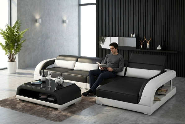 Canapé d'angle design Canapé d'angle Salon Moderne Canapé en cuir rembourré