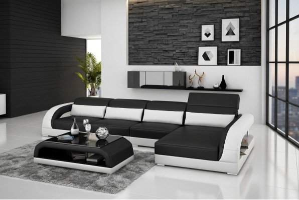 Canapé d'angle design Canapé d'angle Salon Moderne Canapé en cuir rembourré