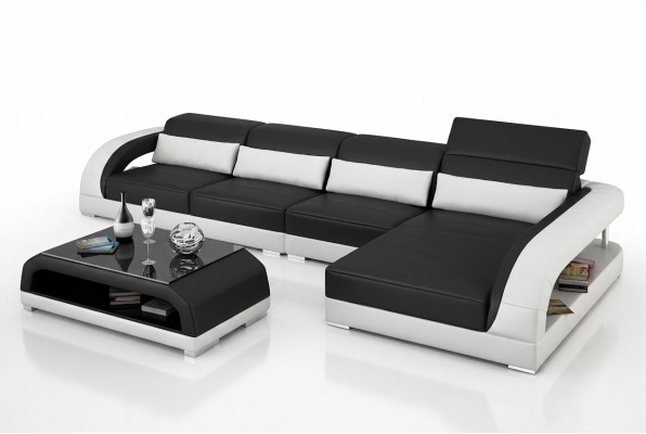 Canapé d'angle design Canapé d'angle Salon Moderne Canapé en cuir rembourré