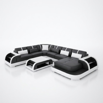 Salon Canapé en cuir xxl paysage moderne design upholstered.