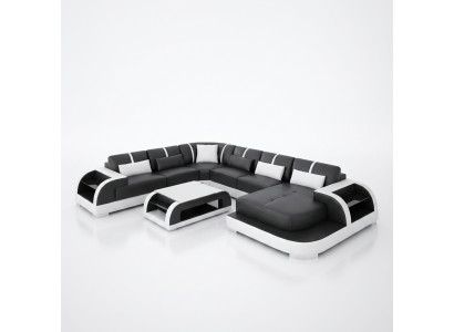 Salon Canapé en cuir xxl paysage moderne design upholstered.