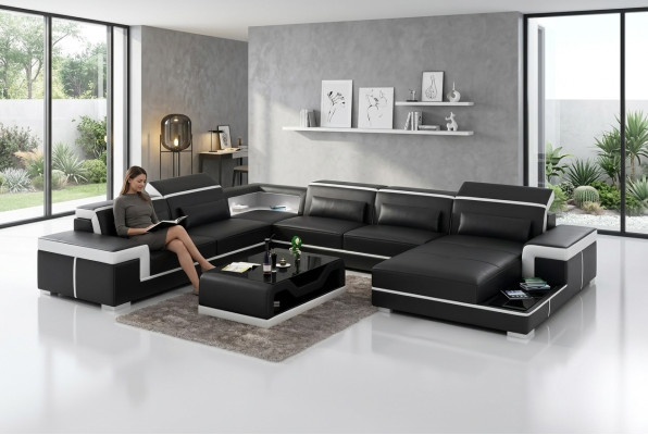 Canapé d'angle design mobilier moderne pour salon en cuir canapé d'angle rembourré