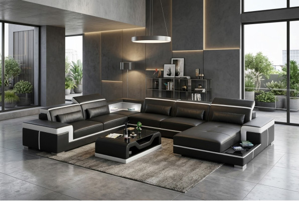 Canapé d'angle design mobilier moderne pour salon en cuir canapé d'angle rembourré