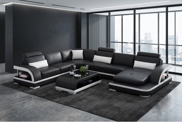 Canapé d'angle design Salon Décoration Mobilier Moderne Canapé d'angle en cuir Canapé rembourré