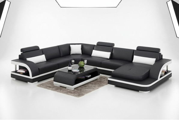Canapé d'angle design Salon Décoration Mobilier Moderne Canapé d'angle en cuir Canapé rembourré