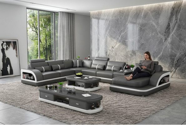 Paysage vivant Canapé Rembourrage Canapé Ensemble 3pcs. Ensemble table basse buffet