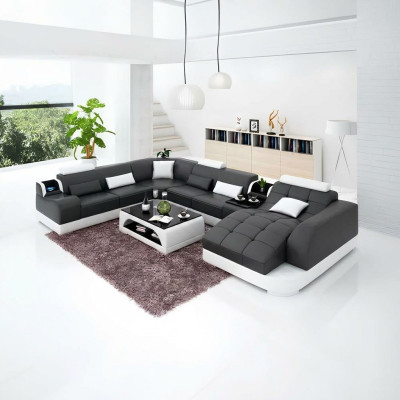 Salon Design Canapé d'angle Mobilier Moderne Canapé d'angle en cuir Canapé rembourré