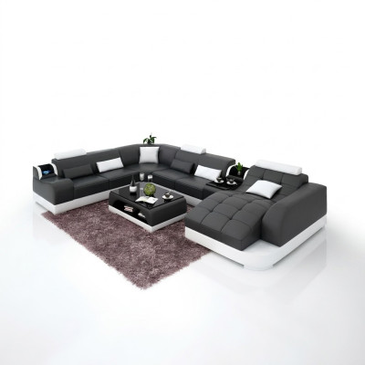 Salon Design Canapé d'angle Mobilier Moderne Canapé d'angle en cuir Canapé rembourré