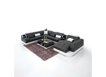 Salon Design Canapé d'angle Mobilier Moderne Canapé d'angle en cuir Canapé rembourré