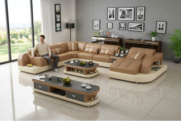 Canapé design Ensemble complet Suite Tapisserie Canapé d'angle Canapé d'angle Canapé Bahut