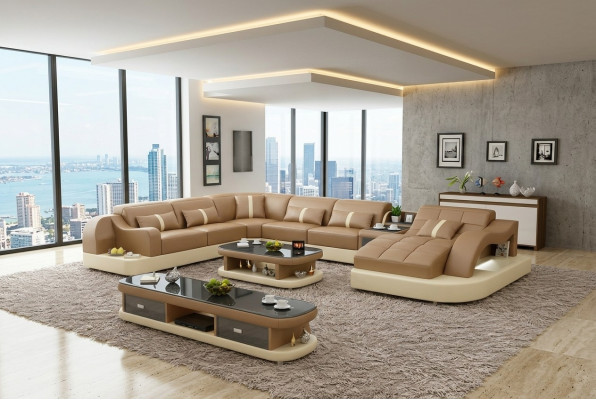 Canapé design Ensemble complet Suite Tapisserie Canapé d'angle Canapé d'angle Canapé Bahut