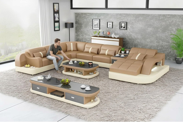 Canapé en cuir xxl rembourré pour salon paysage design moderne