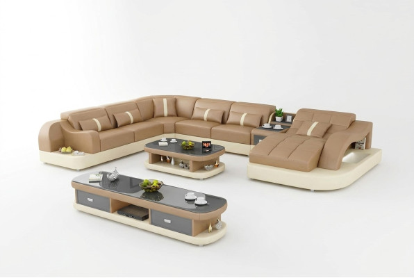Canapé en cuir xxl rembourré pour salon paysage design moderne