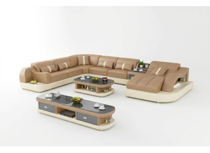 Canapé en cuir xxl rembourré pour salon paysage design moderne