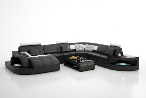 Canapé d'angle Design Canapé d'angle Salon Meubles Revêtement en cuir Canapé Sofa Paysage de vie