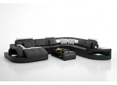 Canapé d'angle Design Canapé d'angle Salon Meubles Revêtement en cuir Canapé Sofa Paysage de vie