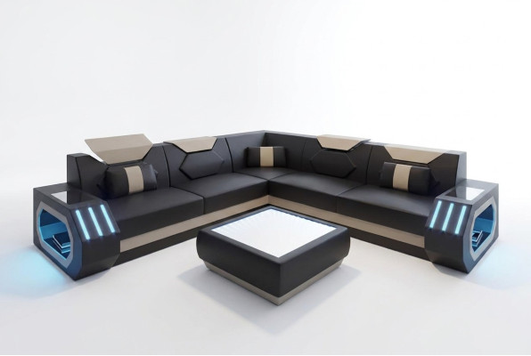 Canapé d'angle Canapé d'angle Salon Meubles Revêtement en cuir Canapé Sofa