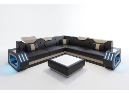 Canapé d'angle Canapé d'angle Salon Meubles Revêtement en cuir Canapé Sofa