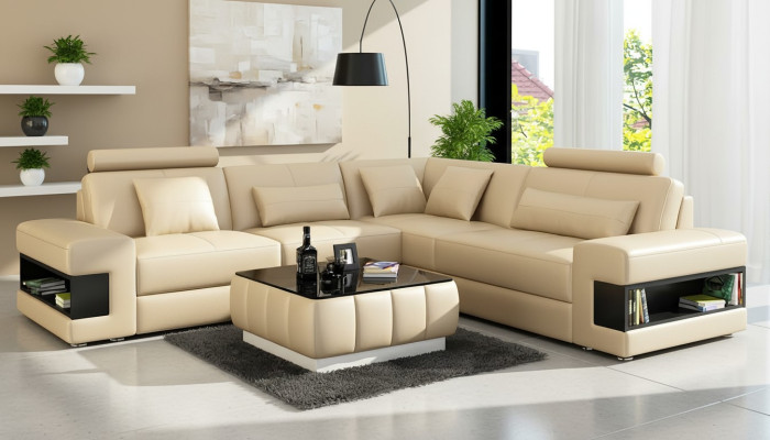 Canapé d'angle Canapé d'angle Design Mobilier de salon Revêtement en cuir Canapé Sofa