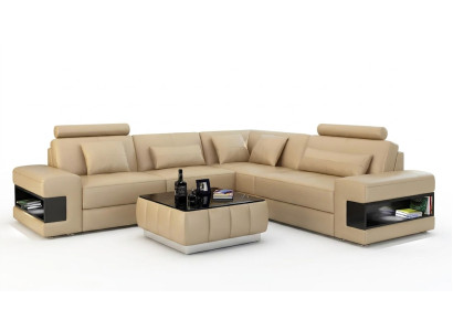 Canapé d'angle design Déco Salon Mobilier Moderne Canapé d'angle en cuir rembourré