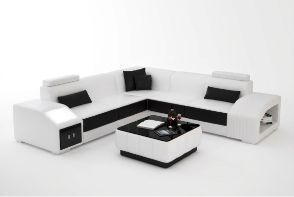 Revêtement en cuir Design Canapé d'angle Sofa Canapé en L Forme de vie Paysage de vie Salon Canapé d'angle