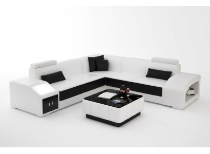 Revêtement en cuir Design Canapé d'angle Sofa Canapé en L Forme de vie Paysage de vie Salon Canapé d'angle