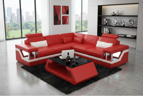 Canapé d'angle Design Canapé d'angle Salon Mobilier Revêtement en cuir Canapé Sofa