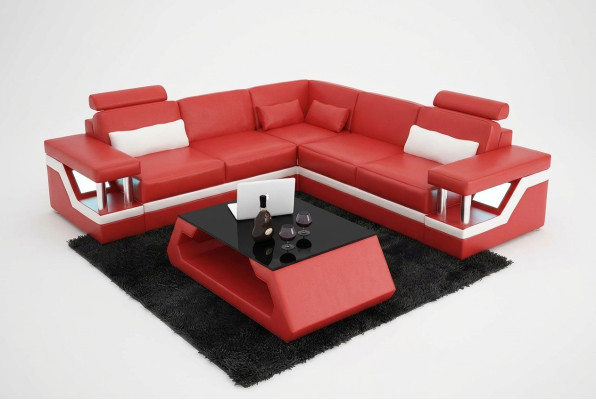 Canapé d'angle Design Canapé d'angle Salon Mobilier Revêtement en cuir Canapé Sofa