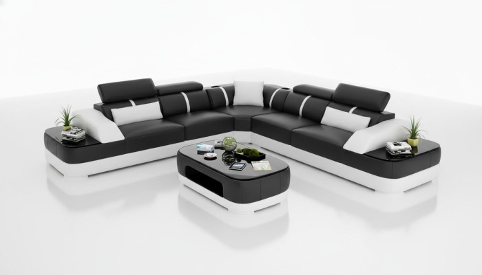Conception Meubles Canapé d'angle Canapé d'angle Salon Revêtement en cuir Canapé Sofa