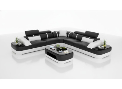 Conception Meubles Canapé d'angle Canapé d'angle Salon Revêtement en cuir Canapé Sofa
