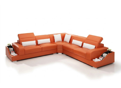 Meubles design Canapé d'angle Salon Canapé d'angle Revêtement en cuir Canapé Sofa