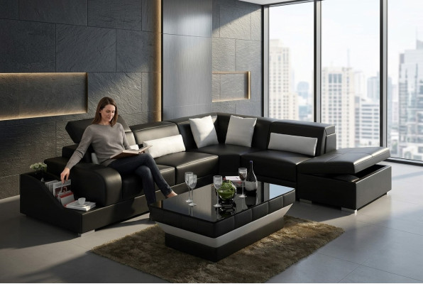 Design Moderne Ecksofa Ecksofa Wohnzimmer Ledergarnitur Couch Sofa.
