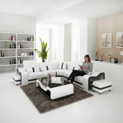 Coussin de siège de canapé d'angle Suite d'angle Paysage de vie Canapé Canapé Tabouret Table basse nouveau
