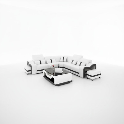 Coussin de siège de canapé d'angle Suite d'angle Paysage de vie Canapé Canapé Tabouret Table basse nouveau