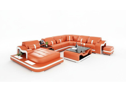 Canapé d'angle design en forme de U Paysage de vie Canapé designer Canapé en cuir Ensemble d'angle Rembourrage