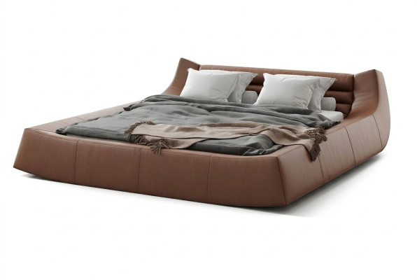 Lit double de designer Lits doubles Moderne Hôtel Lit en cuir et tissu Lit double