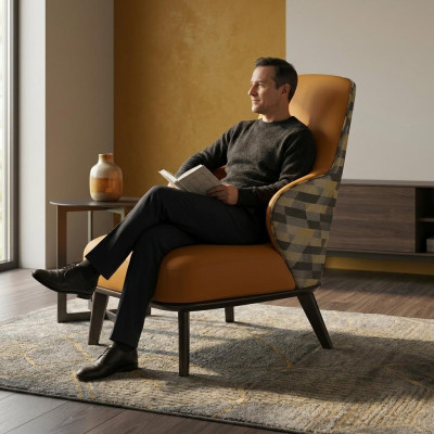 Fauteuil moderne rembourré avec des accoudoirs, canapé, chaise de club design avec dossier